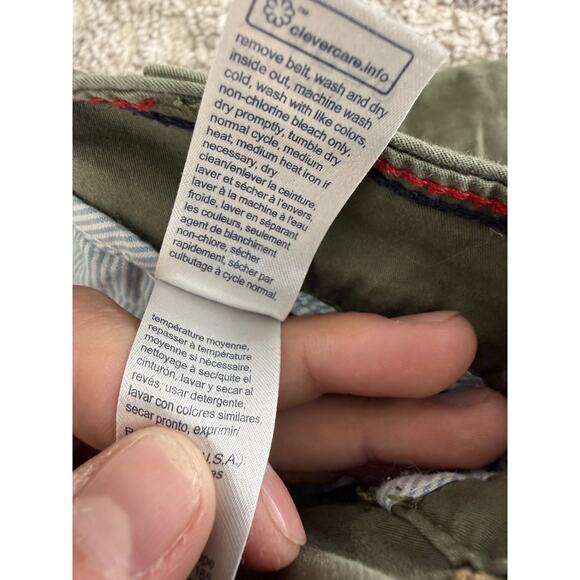 Tommy Hilfiger Size 10 Flat Front Straight Leg Chino Pant Olive Green Button Zip - Picture 10 of 11